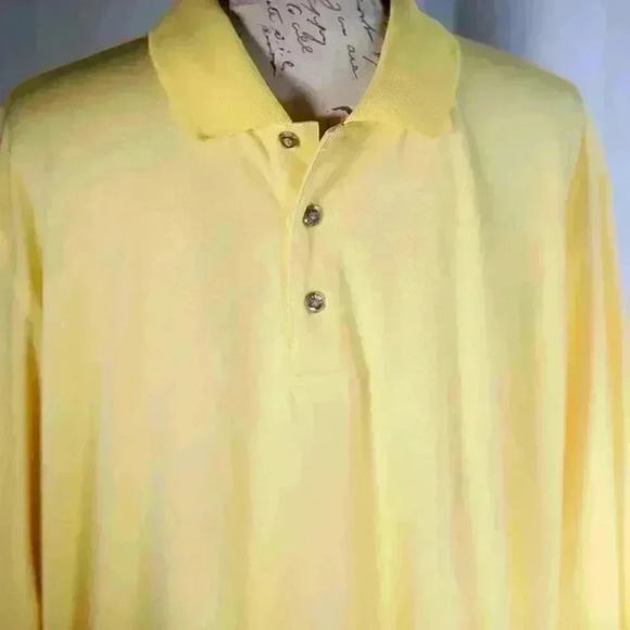 Pebble Beach Performance Size XXL Yellow 1/4 button embroidered back polo golf - Picture 2 of 10